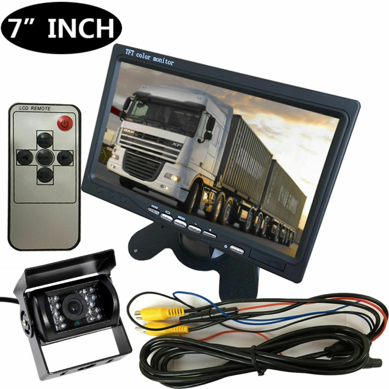 Picture of 7" LCD Monitor Truck Bus Van Rear View Kit with 12V/24V Car Reversing Camera RCA