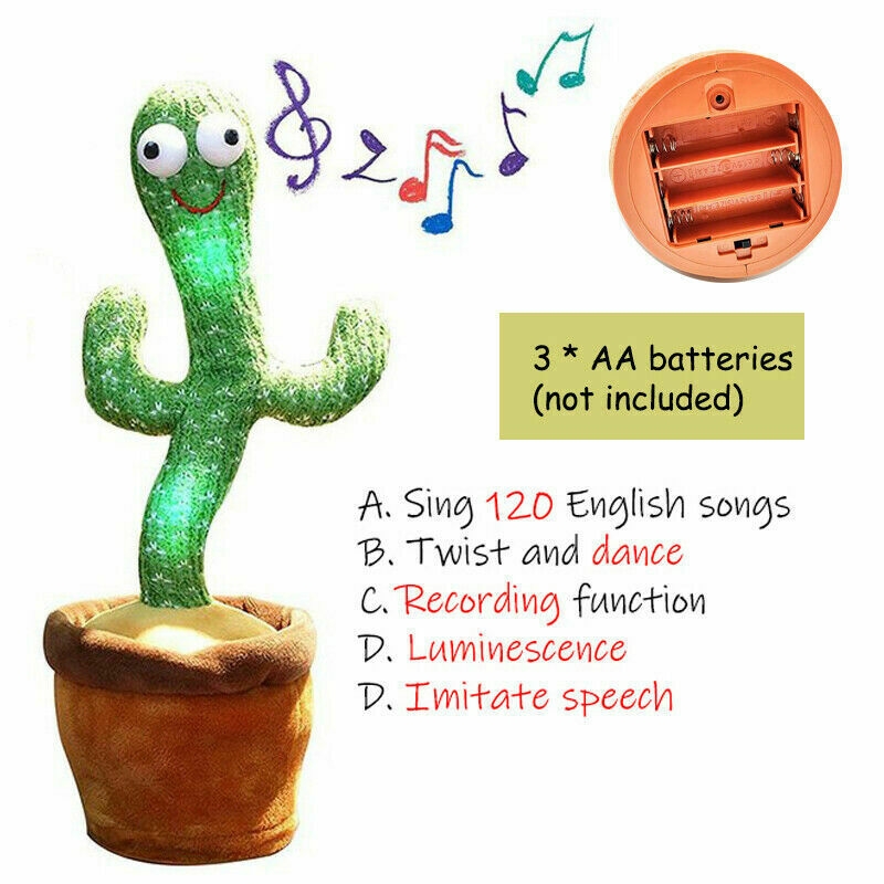 Picture of Dancing Cactus Plush Toy Can Singing And Recording To Learn Talking Kids Gift