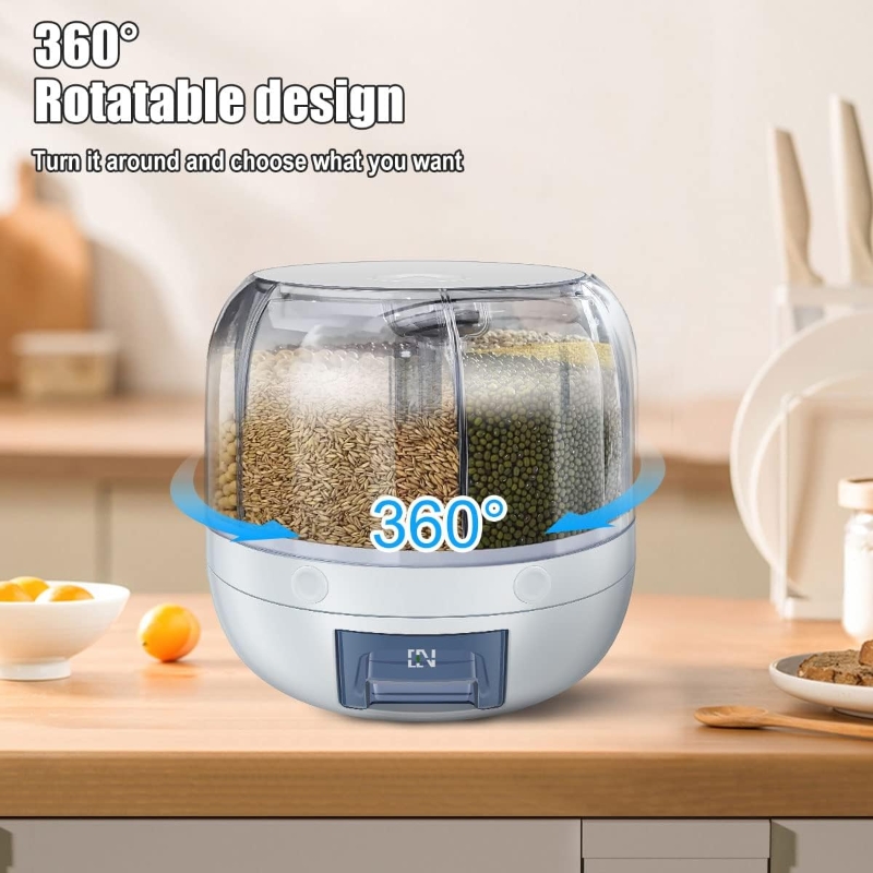 Picture of Rotatable Food Sealed Storage Container Grain Box Cereal Dispenser Rice Tank