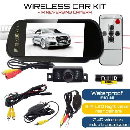Picture of WIRELESS CAR BUS VAN REAR VIEW KIT 7" LCD MIRROR MONITOR + IR REVERSING CAMERA