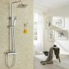Picture of BATHROOM MIXER SHOWER SET TWIN HEAD ROUND SQUARE CHROME THERMOSTATIC VALVE