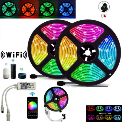 Picture of 5050 RGB WIFI LEDs LED Strip Lights Lamp 24 Key Remote Controller