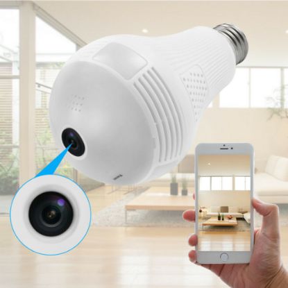 Picture of 360°HD Wifi Bulb Hidden IP Camera LED Panoramic Home Security Spy Cam Light CCTV