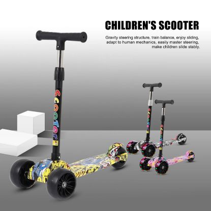 Picture of 3 Wheel Children's Scooters Folding Graffiti Camouflage Kick ScooterFlash Wheel
