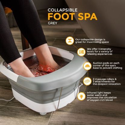 Picture of Foot Spa Pedicure Wet Bath Bubble Massage Bucket Feet Therapy Soothing Folding